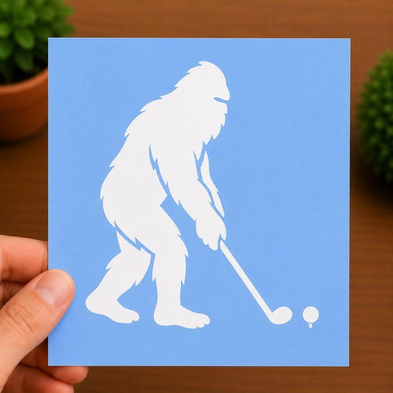 Bigfoot Golfing Vinyl Decal | Sasquatch Golf Sticker | Funny Golfer Gift | Golf Cart Decal | Bigfoot Golfer