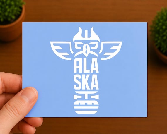 Alaska Totem Pole Vinyl Decal | Native Alaska Art Sticker | The Last Frontier Travel Decal