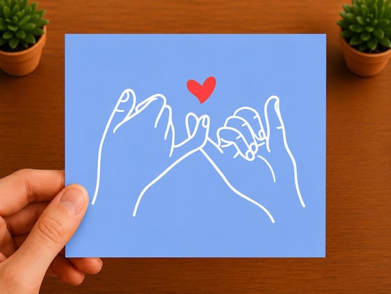 Pinky Promise Vinyl Decal | Heart Hands Sticker | Minimalist Love Car Laptop Window Decal