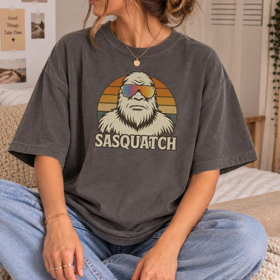 Sasquatch Comfort Colors Shirt • Bigfoot Sunglasses Adult Tee • Vintage Cryptid T-Shirt