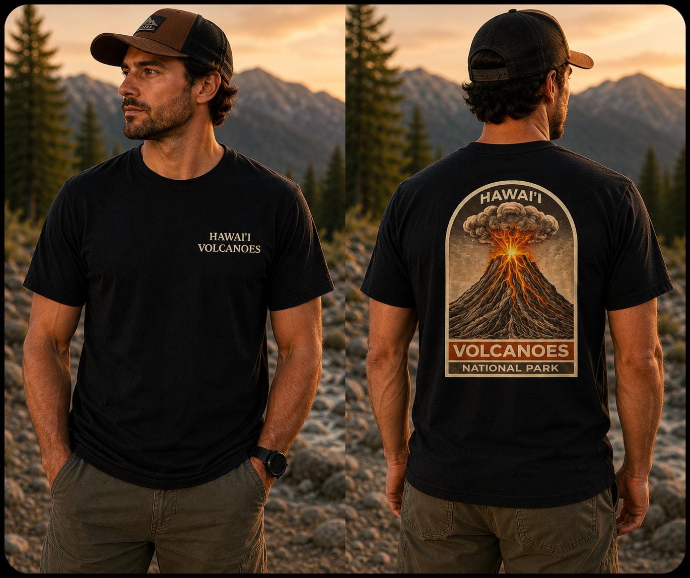 Hawaiʻi Volcanoes National Park Chest Print T-Shirt | Travel 