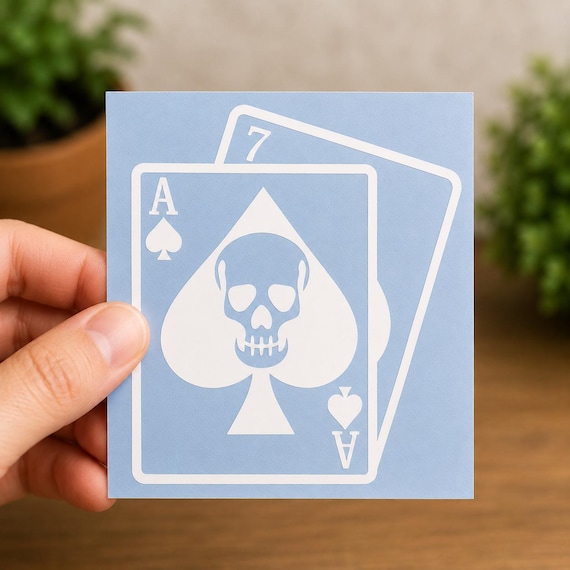 Ace of Spades Skull Vinyl Decal | Poker Card Sticker | Gambler Gift | Casino Lover Decal
