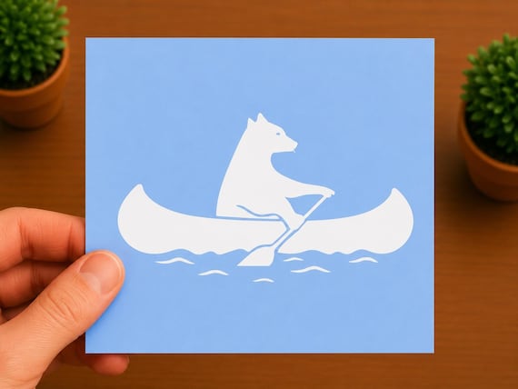 Bear Canoe Vinyl Decal | Camping Adventure Sticker | Wilderness Paddling Decal | Outdoor Nature Gift