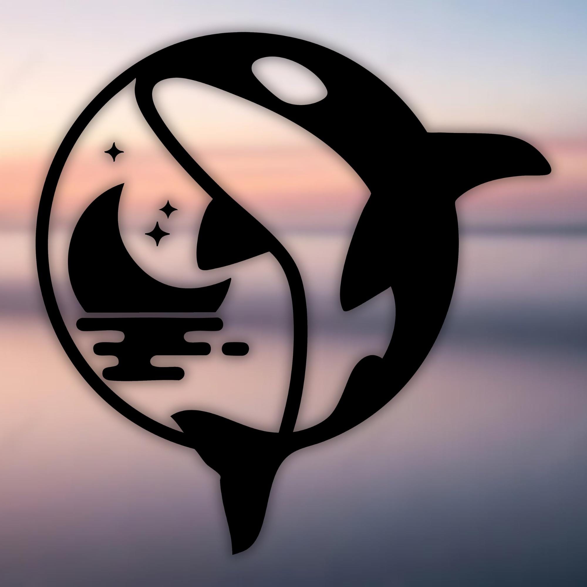 Orca Whale Moon Vinyl Decal | Killer Whale Ocean Animal Sticker ...