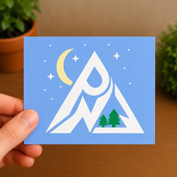 PNW Moon Mountain Sticker | Pacific Northwest Vinyl Decal | Mountain Camping Sticker | Hiking Adventure Car Window Decal
