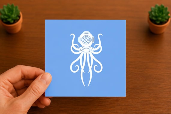 Squid Diver Decal | Scuba Diving Sticker | Octopus Vinyl Decal | Diver Gift | Ocean Lover Sticker