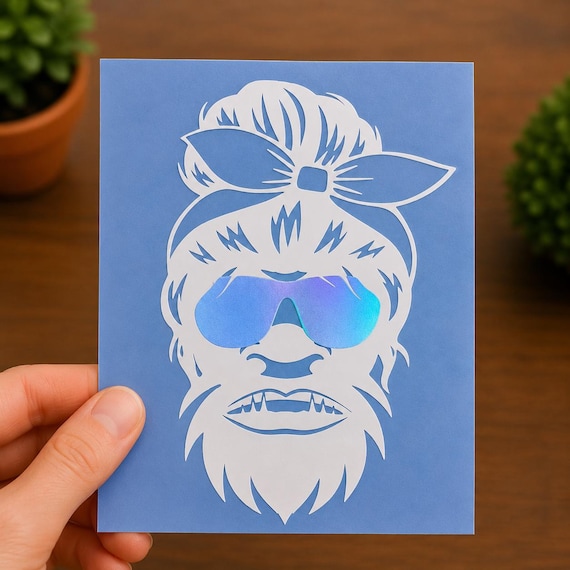 Mama Bigfoot Vinyl Sticker| Holographic Sasquatch Mom Sticker | Bigfoot Mom Gift