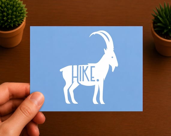 Mountain Goat Hiking Vinyl Decal | Hiker Sticker | Trail Adventure Decal | Nature Lover Gift