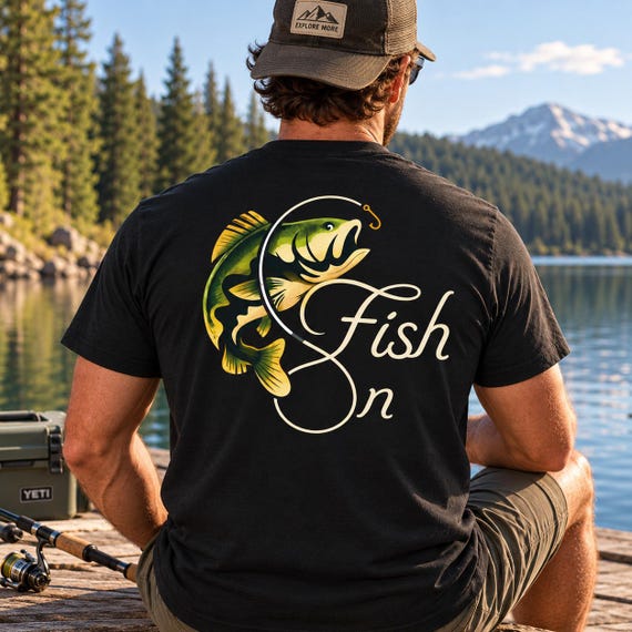 Fish On Comfort Colors Shirt | Fishing Graphic Tee | Angler T-Shirt | Fisherman Gift | Outdoor Fishing Shirt