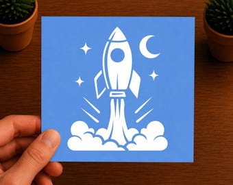 Rocket Ship Vinyl Decal | Space Sticker | Astronaut Gift | Outer Space Decal | Kids Laptop Sticker