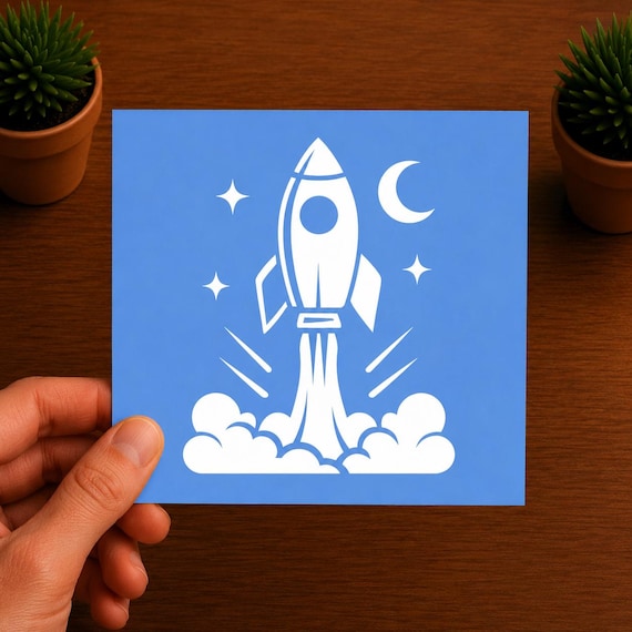 Rocket Ship Vinyl Decal | Space Sticker | Astronaut Gift | Outer Space Decal | Kids Laptop Sticker
