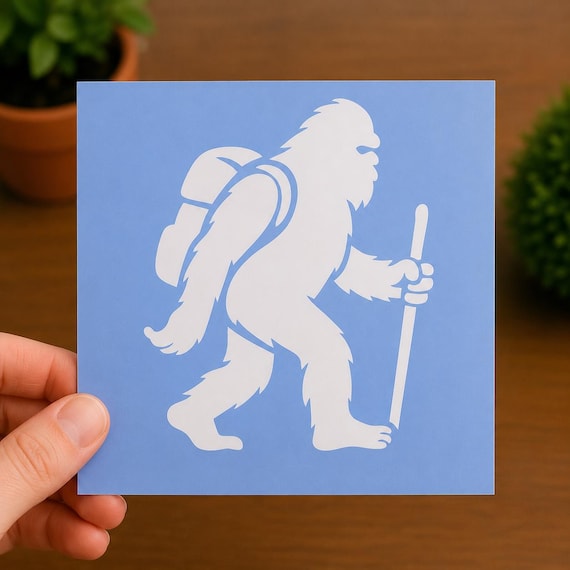 Bigfoot Hiking Vinyl Decal | Sasquatch Camper Sticker | Outdoor Car Decal | Hiking Gift for Campers