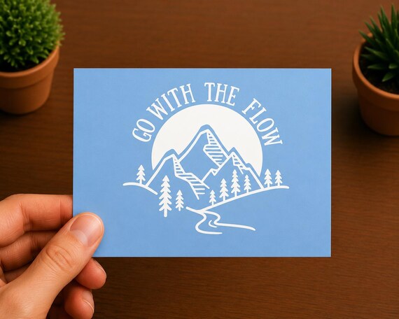 Go With The Flow Vinyl Decal | Mountain Adventure Sticker | Hiking Nature Car Window Decal