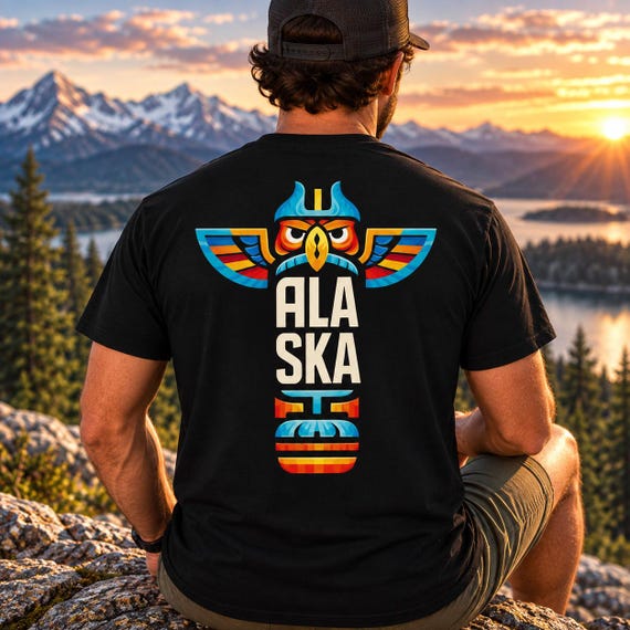 Alaska Totem Comfort Colors Shirt | Alaskan Travel T-Shirt | Outdoor Adventure Tee | Alaska Gift