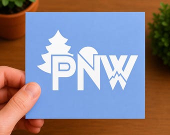 PNW Vinyl Decal | Pacific Northwest Sticker | Mountain Tree Decal | Outdoor Adventure Gift