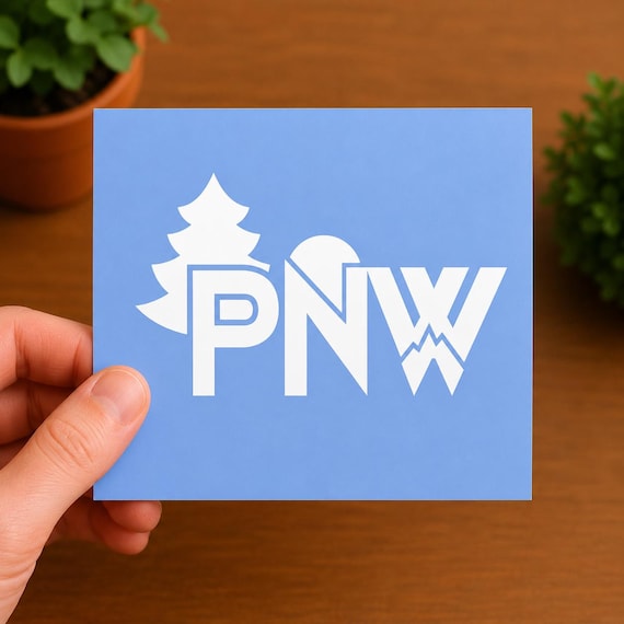 PNW Vinyl Decal | Pacific Northwest Sticker | Mountain Tree Decal | PNW Outdoor Adventure Sticker