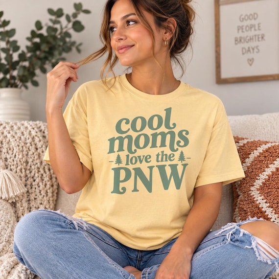 PNW Mom Comfort Colors Shirt | Pacific Northwest Mom Afult Tee | Hiking Mom Shirt | Nature Lover Gift | Outdoor Mom Shirt
