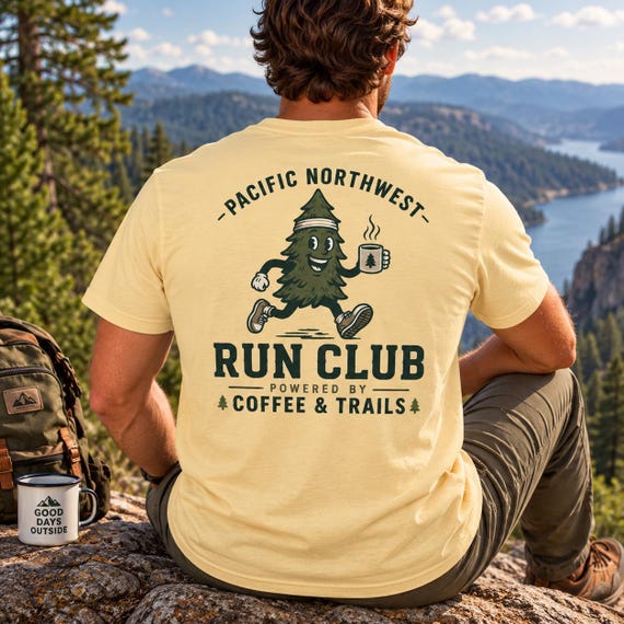 Pacific Northwest Run Club Comfort Colors Shirt | PNW Running Tee | Coffee & Trails Shirt | Trail Runner Gift