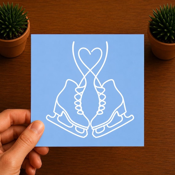 Figure Skating Vinyl Decal | Ice Skate Heart Sticker | Figure Skater Decal | Ice Skating Gift