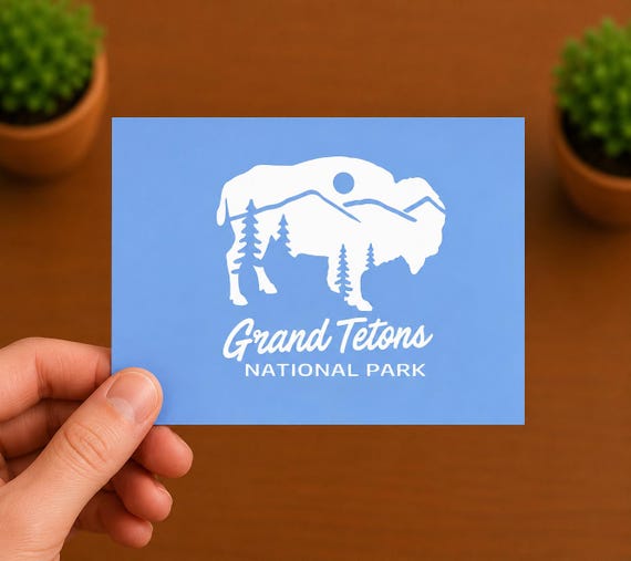 Grand Teton National Park Vinyl Decal | Wyoming Sticker | Bison Mountain Decal | Hiking Gift