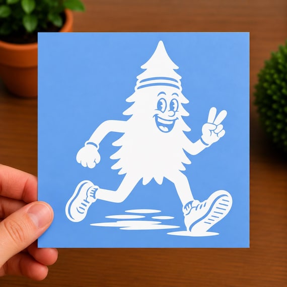 Running Tree Decal | Funny Trail Runner Sticker | Nature Lover Gift | Vinyl Running Decal