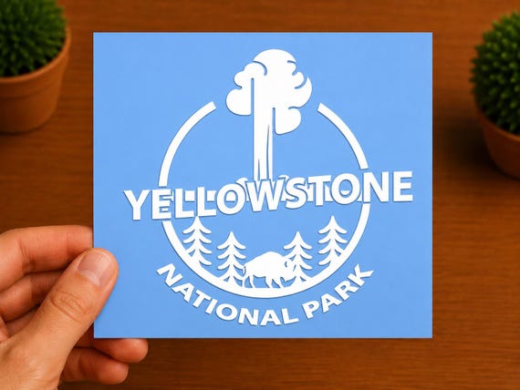 Yellowstone National Park Sticker | Wyoming Adventure Vinyl Decal | Outdoor Travel Sticker