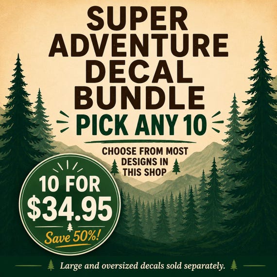 Pick Any 10 Vinyl Decals | Adventure Sticker Bundle | Build Your Own Sticker Pack | Outdoor Decal Bundle