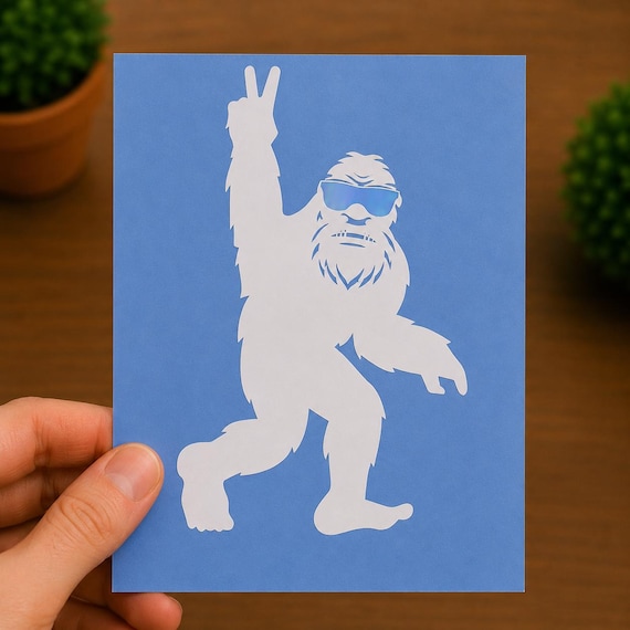 Bigfoot Peace Sign Vinyl Decal | Sasquatch Sticker | Funny Bigfoot Car Decal | Cryptid Gift