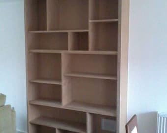 Large bookcase, shelving unit. Ready to paint. Free installation in your home