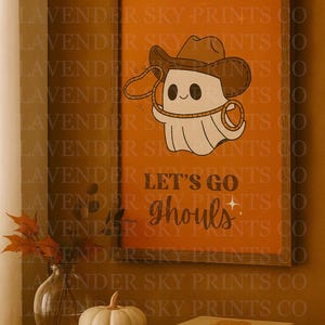 Let’s Go Ghouls Print, Cowboy Ghost Wall Art, Retro Printable Decor, Cute Halloween Art, Spooky Cottagecore Print, Quirky Room Decor