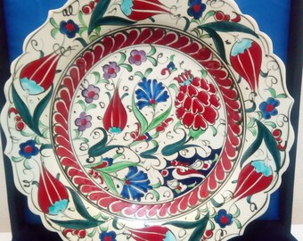 Handpainted Turkish Kutahya Porcelain Ceramic Plate