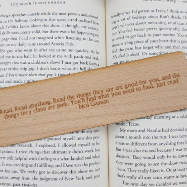 Neil Gaiman Bookmark | Wooden bookmarks | Laser engraved | Laser cut | Books | Quotes |