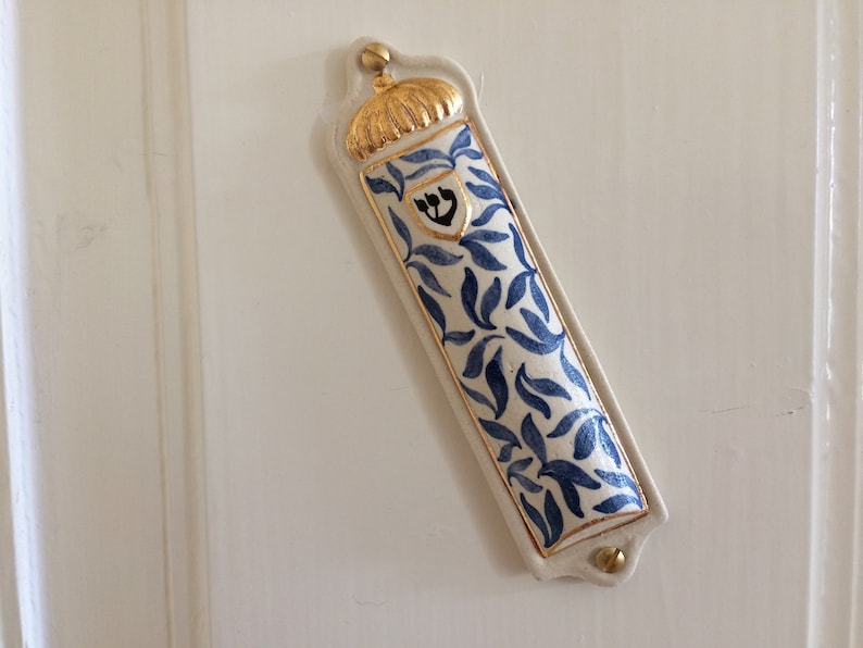 Handpainted ceramic mezuzah case