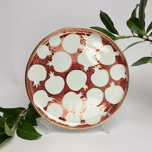 Challah Plate With Handpainted Pomegranates