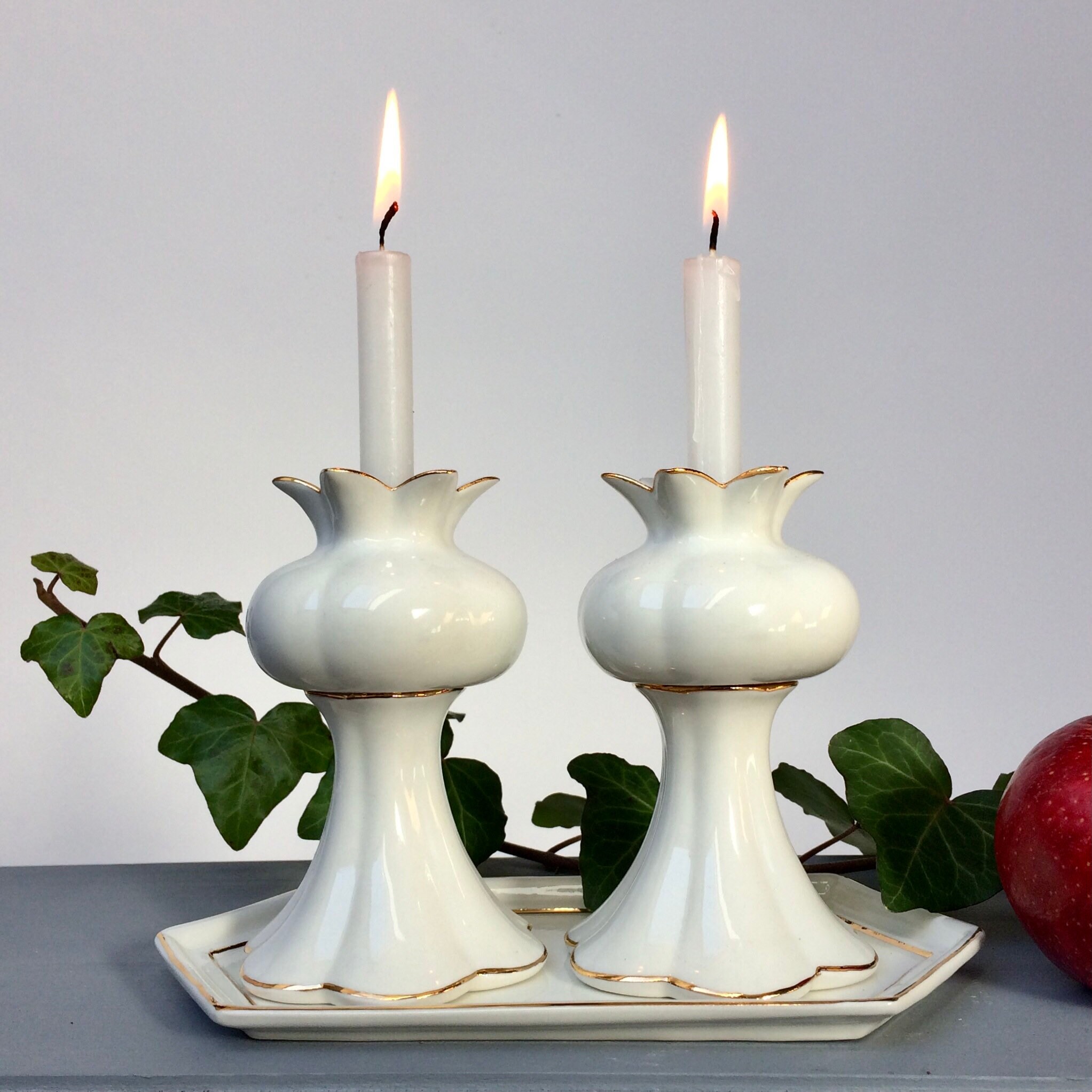 Modern Shabbat candlesticks handcrafted porcelain Etsy
