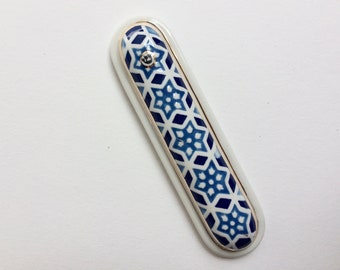 Mezuzah Case - Handmade Porcelain, Motifs from the Rumbach Synagogue building