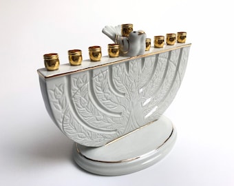 Menorá de Janucá del Árbol de la Vida, de porcelana