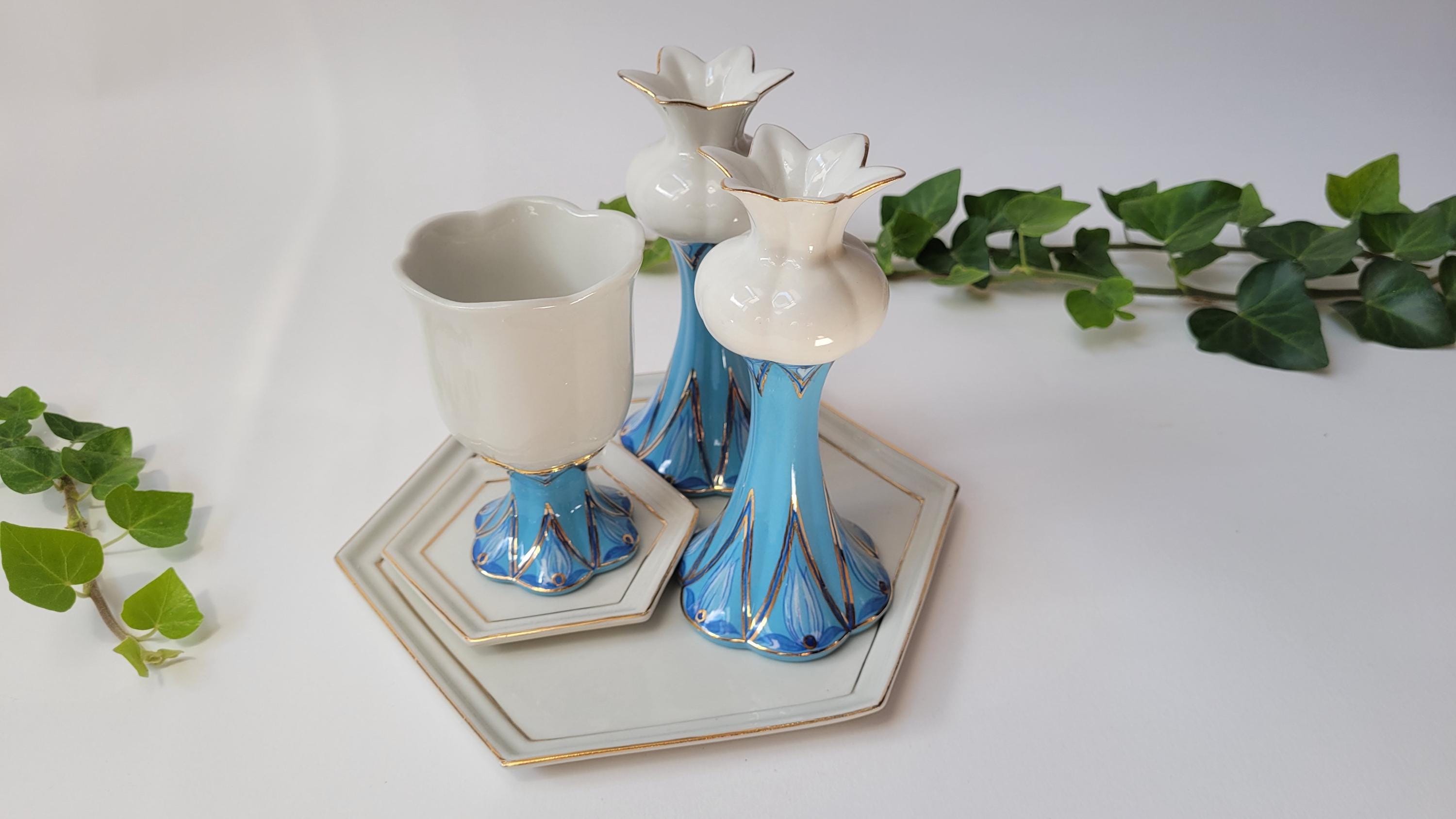 Coupe à Vin Kiddouch Avec Soucoupe - Set Judaïque Pour Shabbat Et Pâque En Alliage De Zinc Argenté - 8