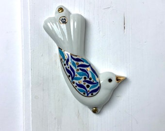 Porcelain Bird Mezuzah Case