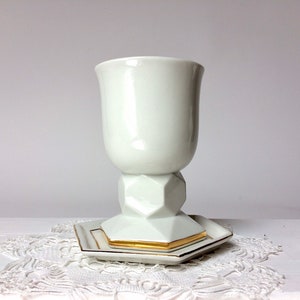 Porcelain Kiddush cup, white and gold