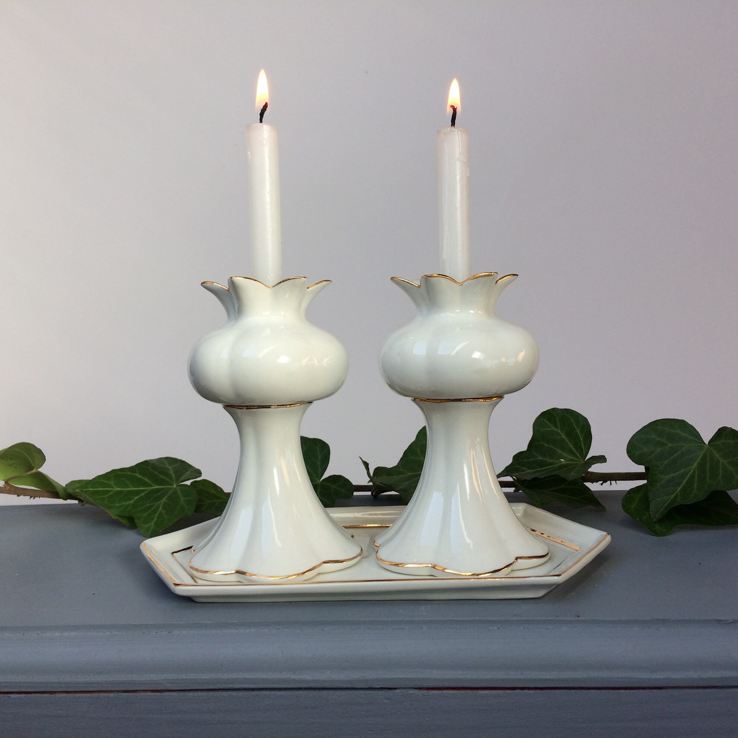 Modern Shabbat candlesticks handcrafted porcelain Etsy