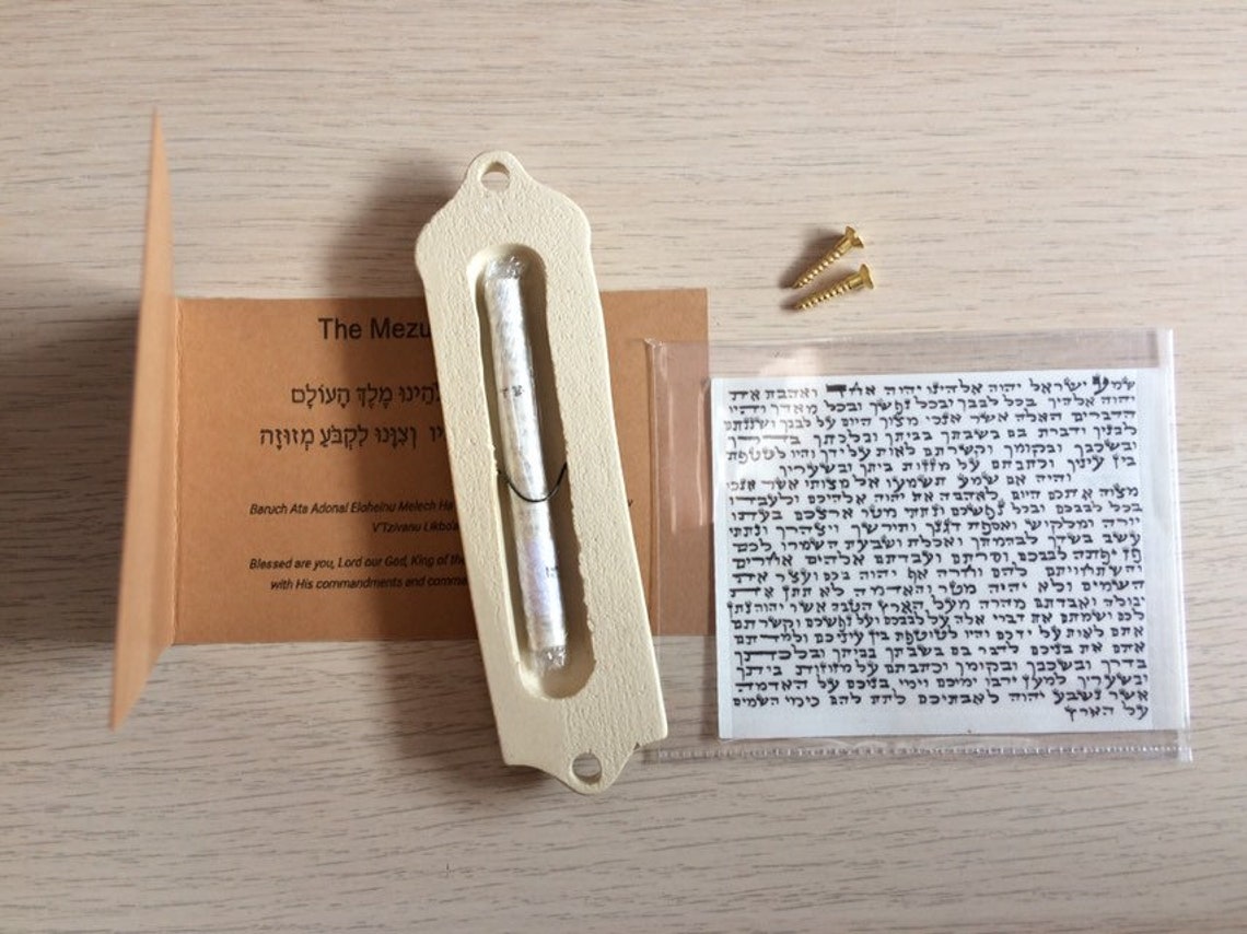 Handmade ceramic mezuzah case decorated with handpainted black Etsy