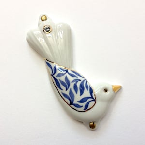 Porcelain bird Mezuzah case