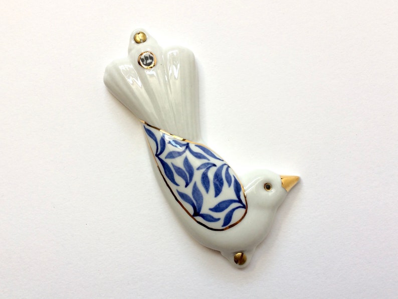Porcelain bird Mezuzah case