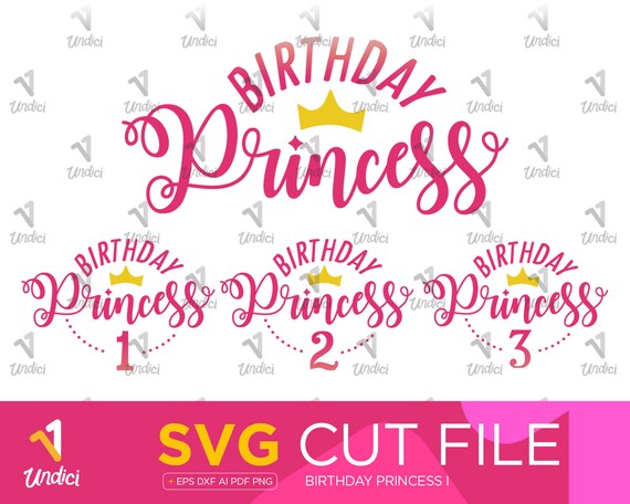 Instant Download Svg Cut Files Birthday Princess Age Etsy