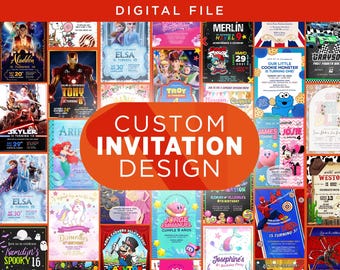 Custom Invitation Design Digital File. Custom Themed Invite for Your Event. Custom Birthday Invite. Custom Printable Invite Digital Download