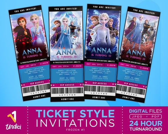 Frozen 2 Invitation Frozen 2 Movie Ticket Disney Princess Etsy