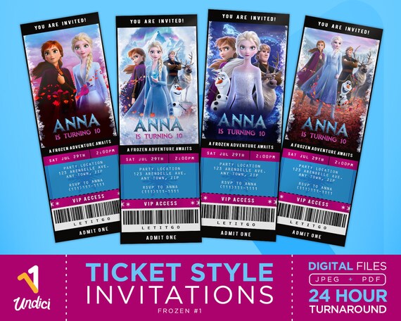 Frozen 2 Invitation Frozen 2 Movie Ticket Disney Princess Etsy