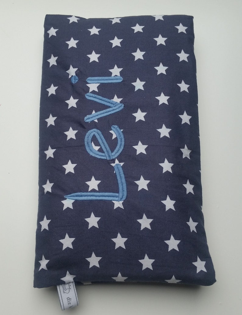 Wickeltasche Windeltasche dunkelgraue Sterne farbige Pünktchen mit Namensstickerei, Handmade Bild 10