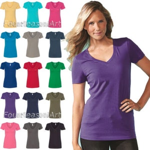 Next Level - Women's Ideal V-Neck T-Shirt - Custom or Plain Soft Womens Tee - 1540